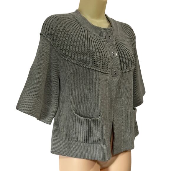 Apt.9 Petite Size PS Gray Retro Cardigan Sweater Cropped Y2K - Picture 2 of 10